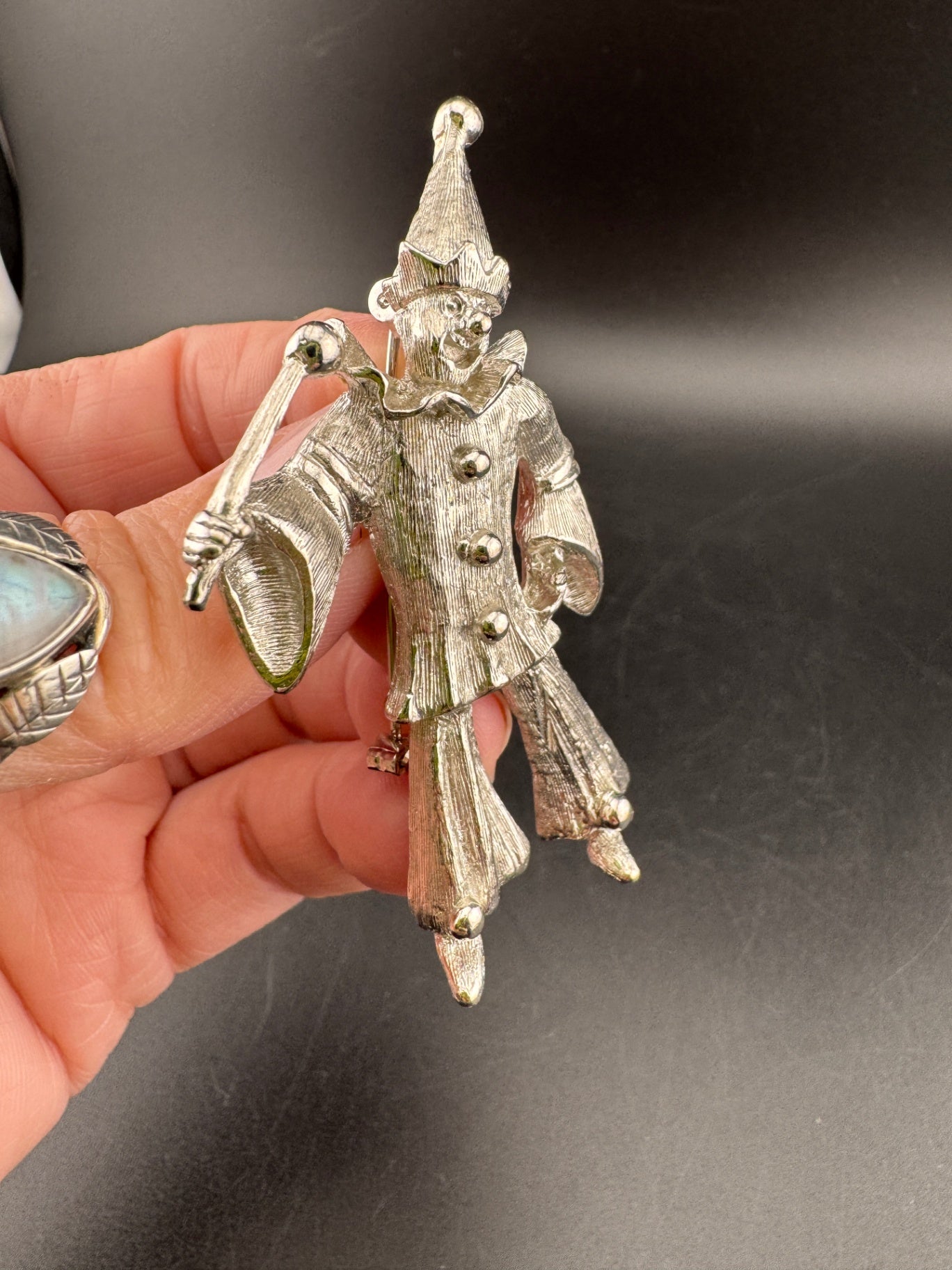 Vintage Silver Clown Pin