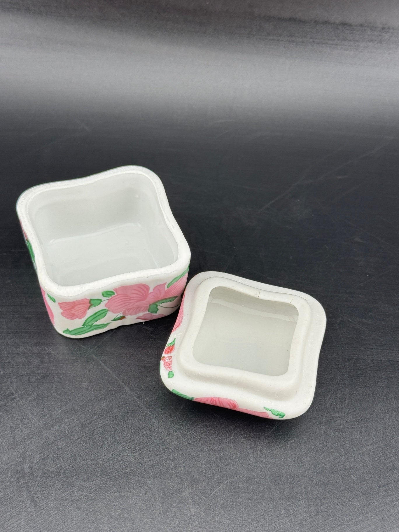 Small Pink Rose Porcelain Trinket Ring Box