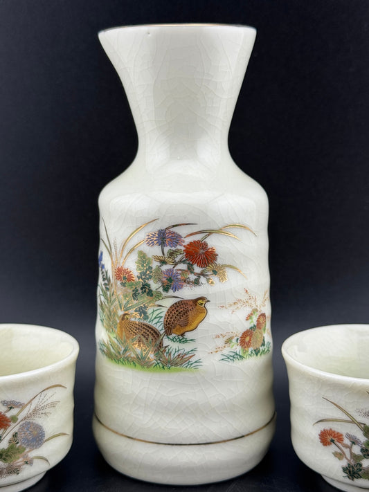 Vintage OMC Sake Set, Guilded Grouse