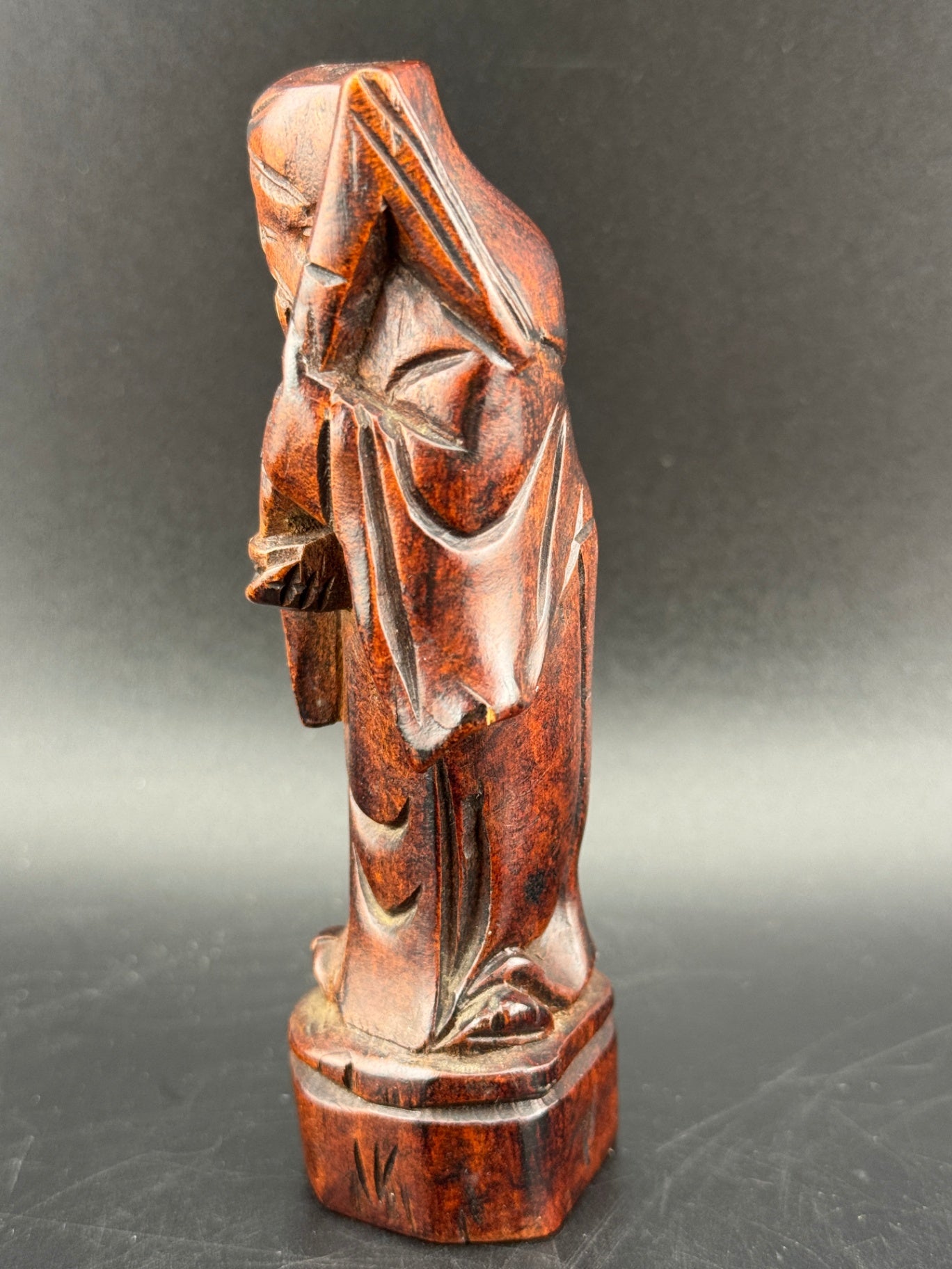 Vintage Carved Wood Figurine of Shou Xing, God of Longevity