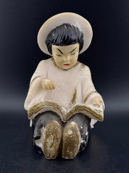 Vintage Salt Stone Little Asian Girl Reading