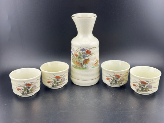 Vintage OMC Sake Set, Guilded Grouse