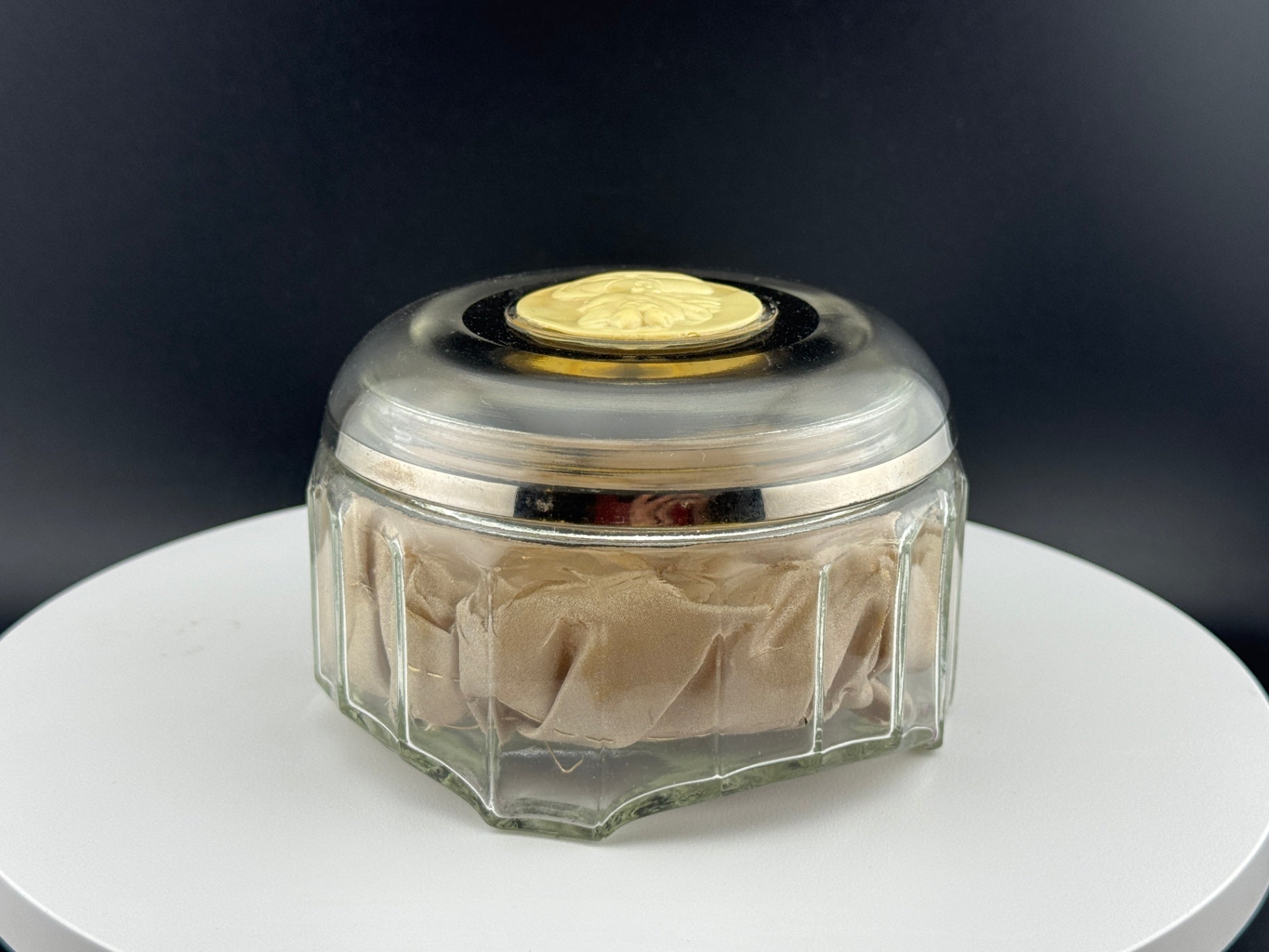 Vintage Celluloid Cameo Dresser Jar