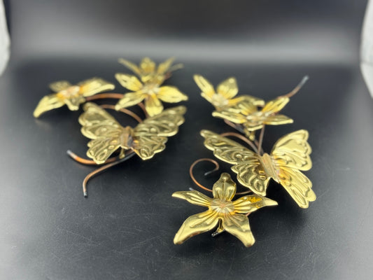 Two-Piece HOMECO Home Interiors Brass Butterfly Wall Decor