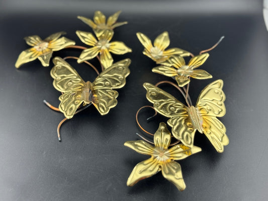 Two-Piece HOMECO Home Interiors Brass Butterfly Wall Decor