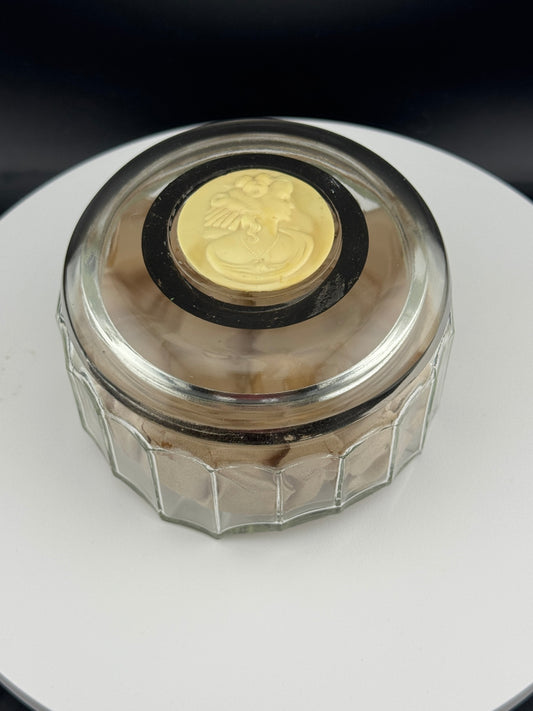 Vintage Celluloid Cameo Dresser Jar