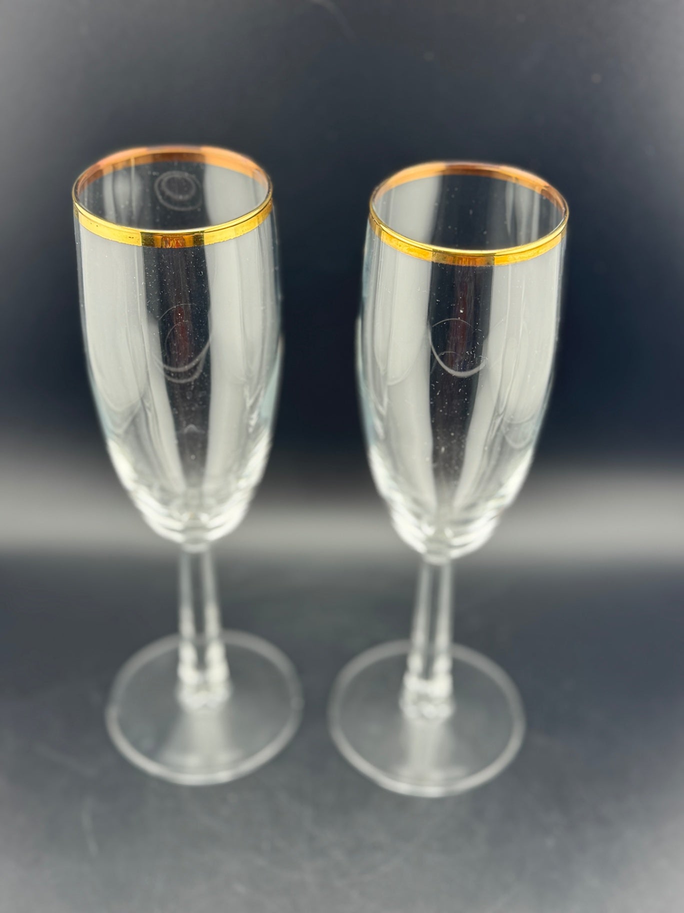 Champagne Flute with Gold Rim