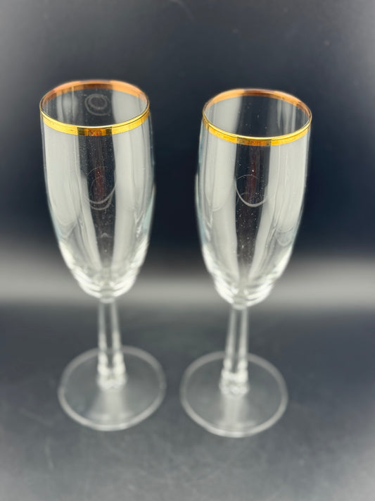 Champagne Flute with Gold Rim