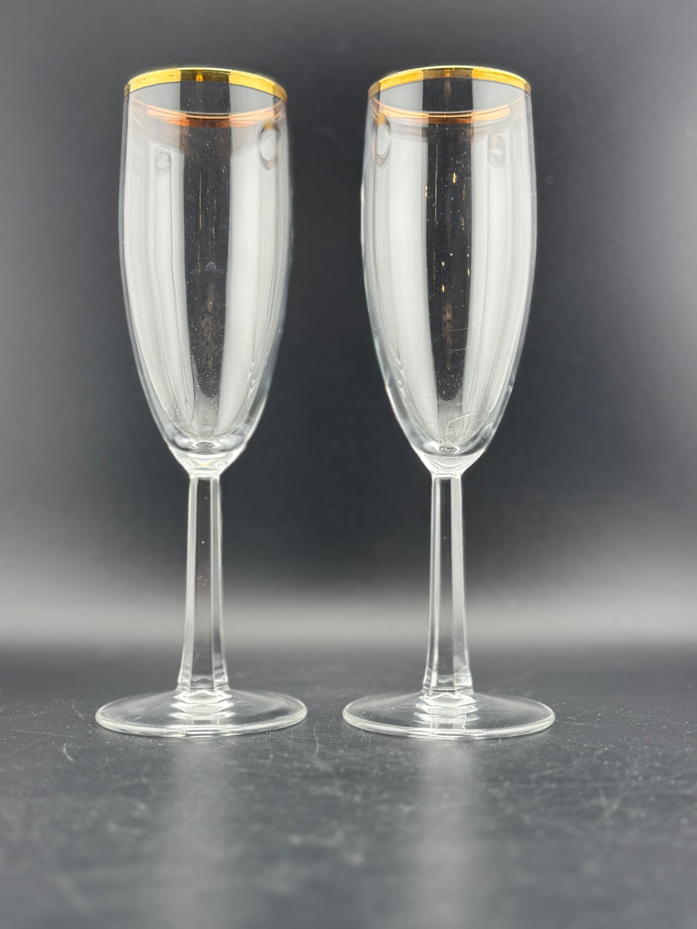 Champagne Flute with Gold Rim