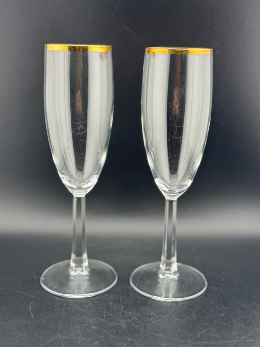 Champagne Flute with Gold Rim