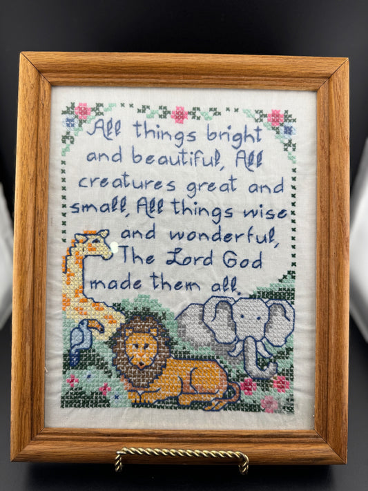 "All things bright & beautiful..." Framed Cross-Stitch