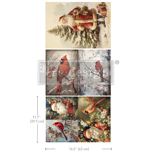 A3 Decoupage Fiber Pack - Festive Cardinal.