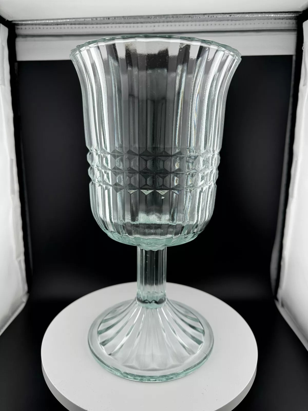 Vintage Clear Glass Pedestal Vase and/or Candleholder