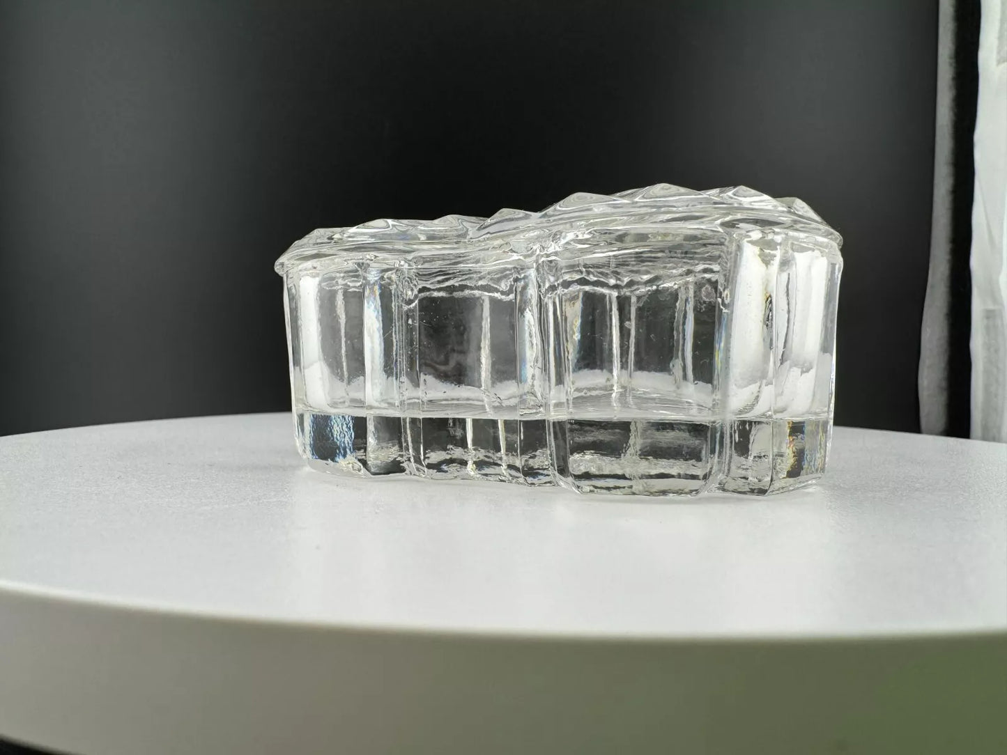 Zajecar Hand Cut Lead Crystal Made in Yugoslavia Heart Shape Trinket Box