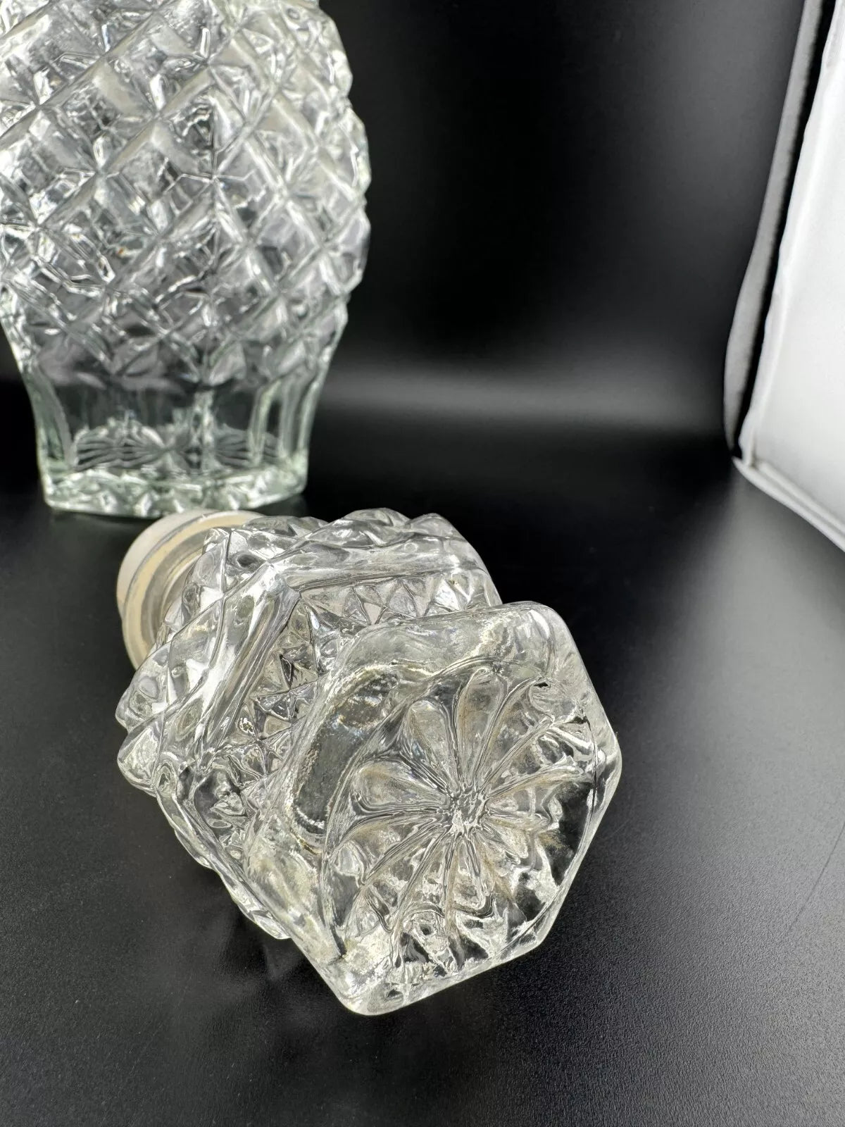 Vintage Clear Pressed Glass Decanter