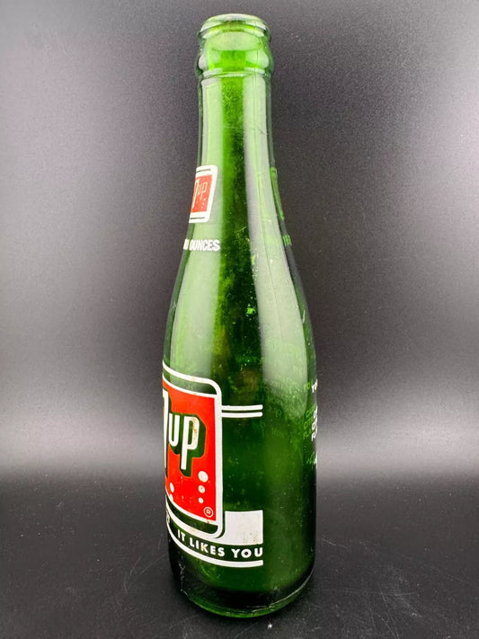 Vintage Green Glass 7 oz 7UP Pop Bottle