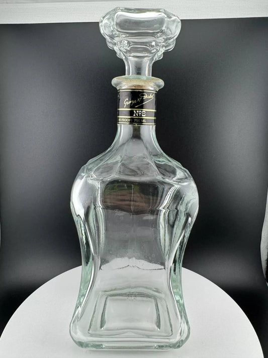 Vintage George Dickel No. 8 Clear Glass Bottle with Stopper Empty Bottle