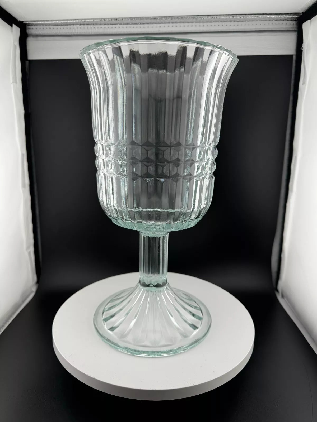 Vintage Clear Glass Pedestal Vase and/or Candleholder