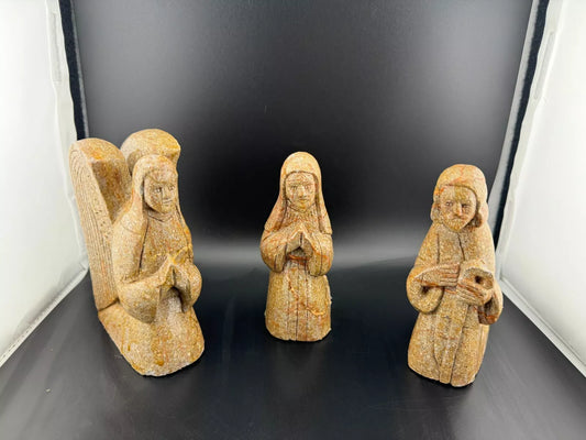 Vintage Hand Carved Soapstone Nativity Set Pieces