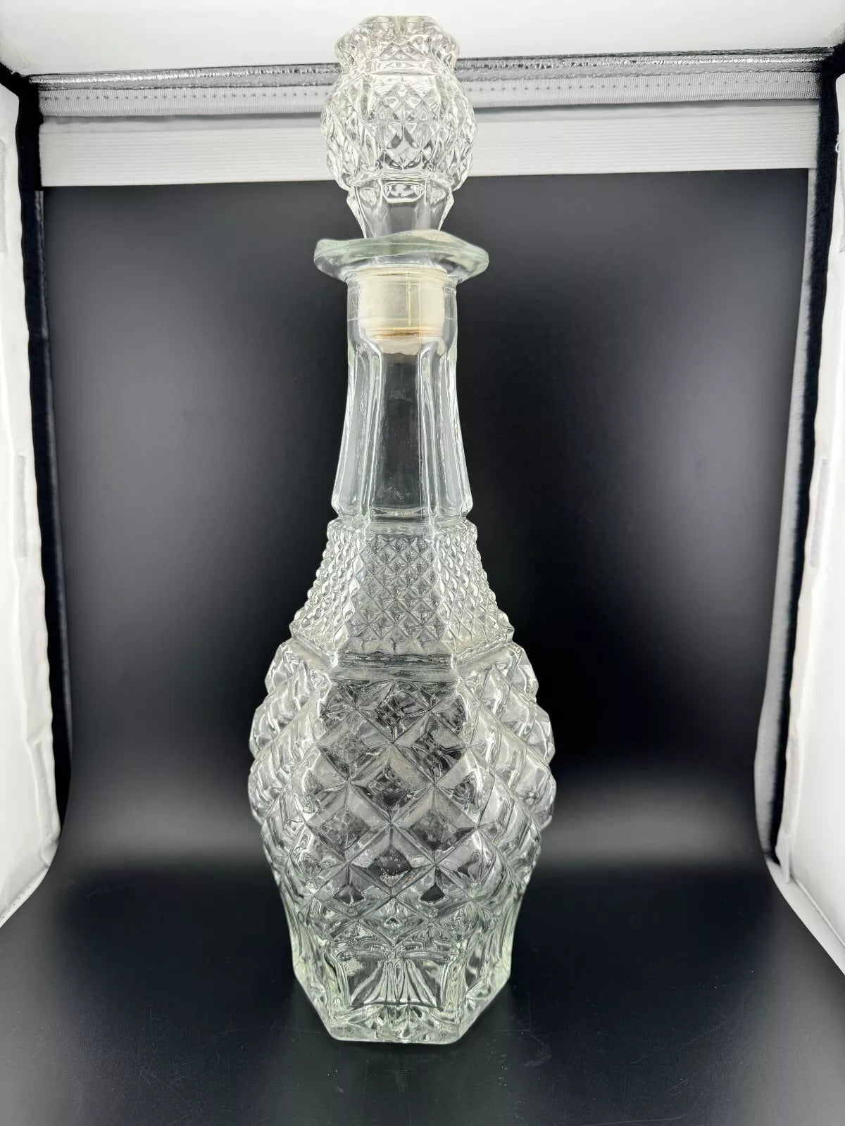 Vintage Clear Pressed Glass Decanter