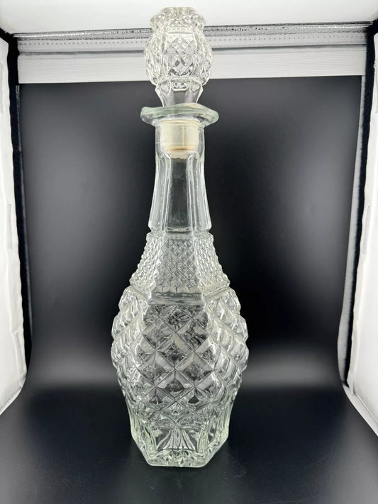 Vintage Clear Pressed Glass Decanter