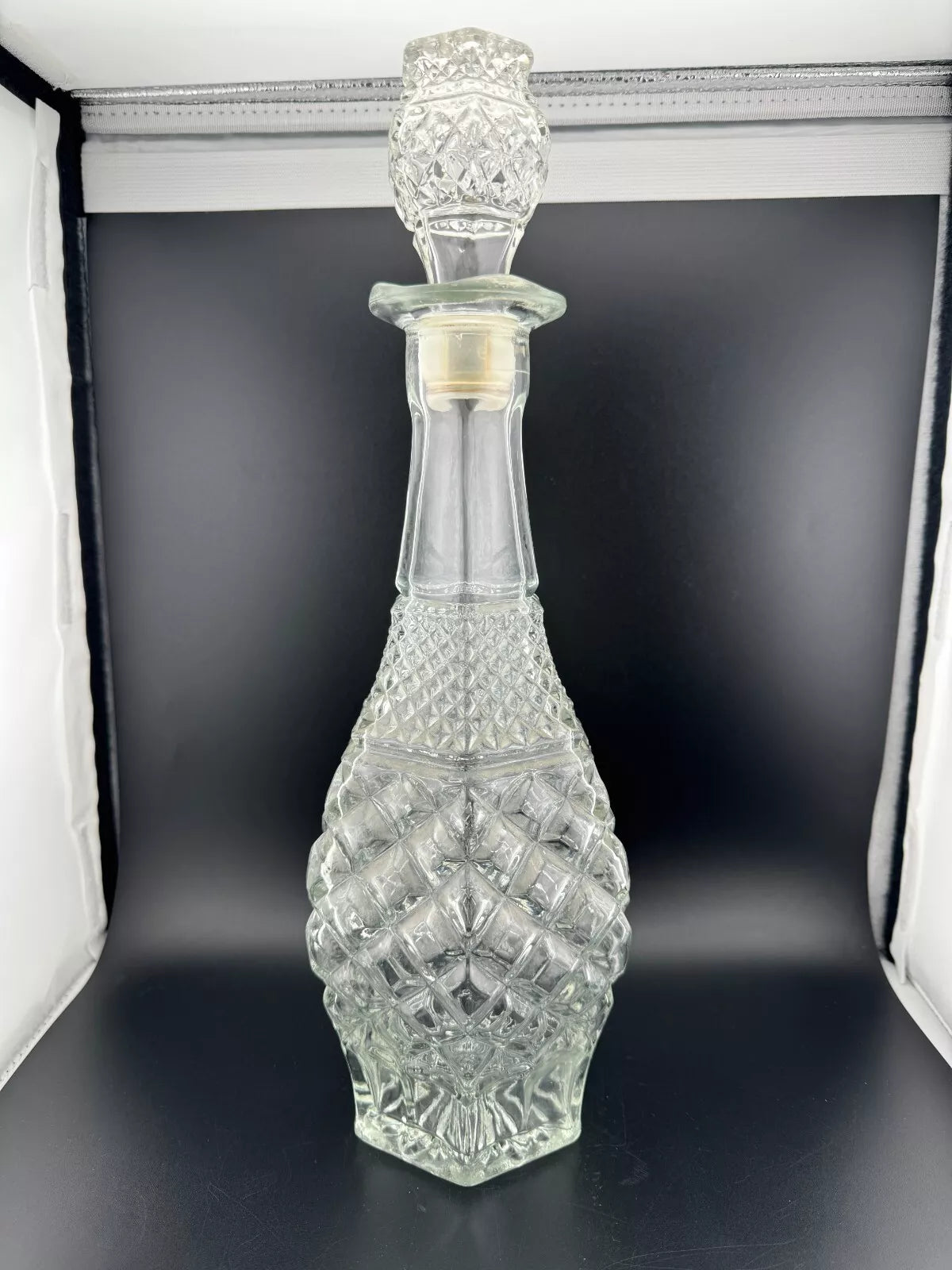 Vintage Clear Pressed Glass Decanter