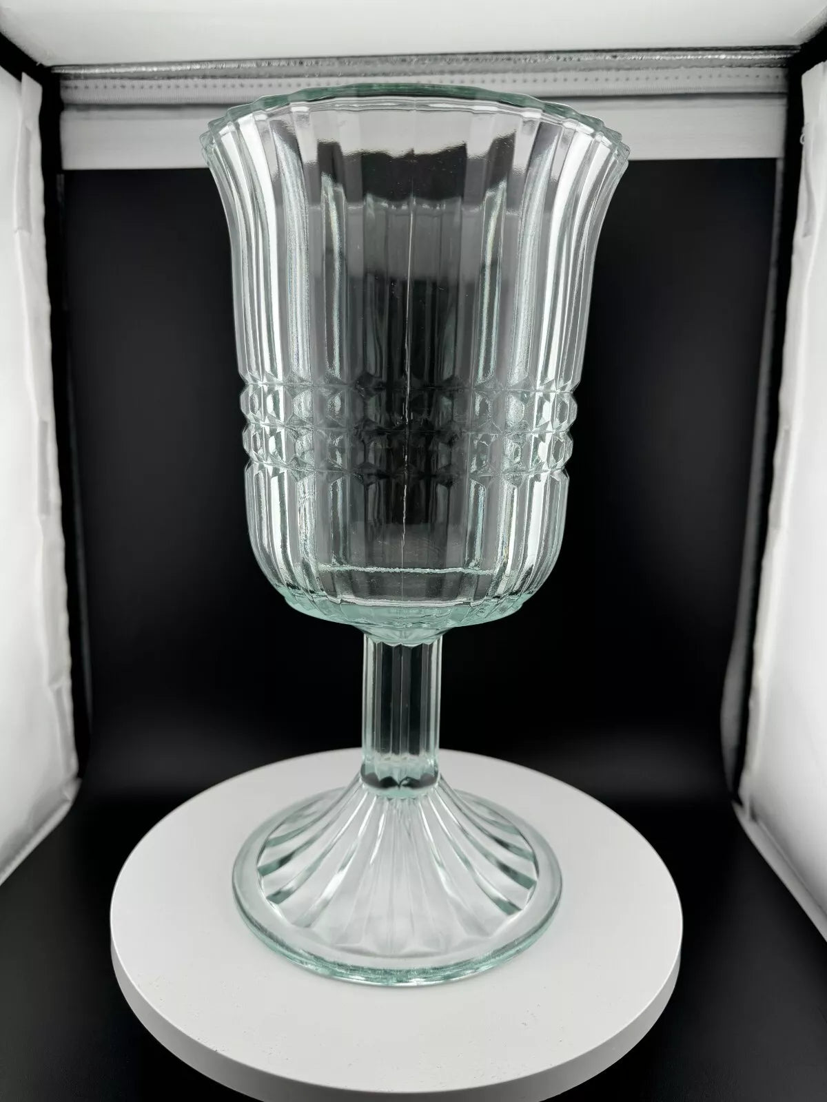 Vintage Clear Glass Pedestal Vase and/or Candleholder
