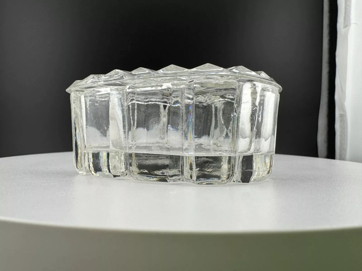 Zajecar Hand Cut Lead Crystal Made in Yugoslavia Heart Shape Trinket Box