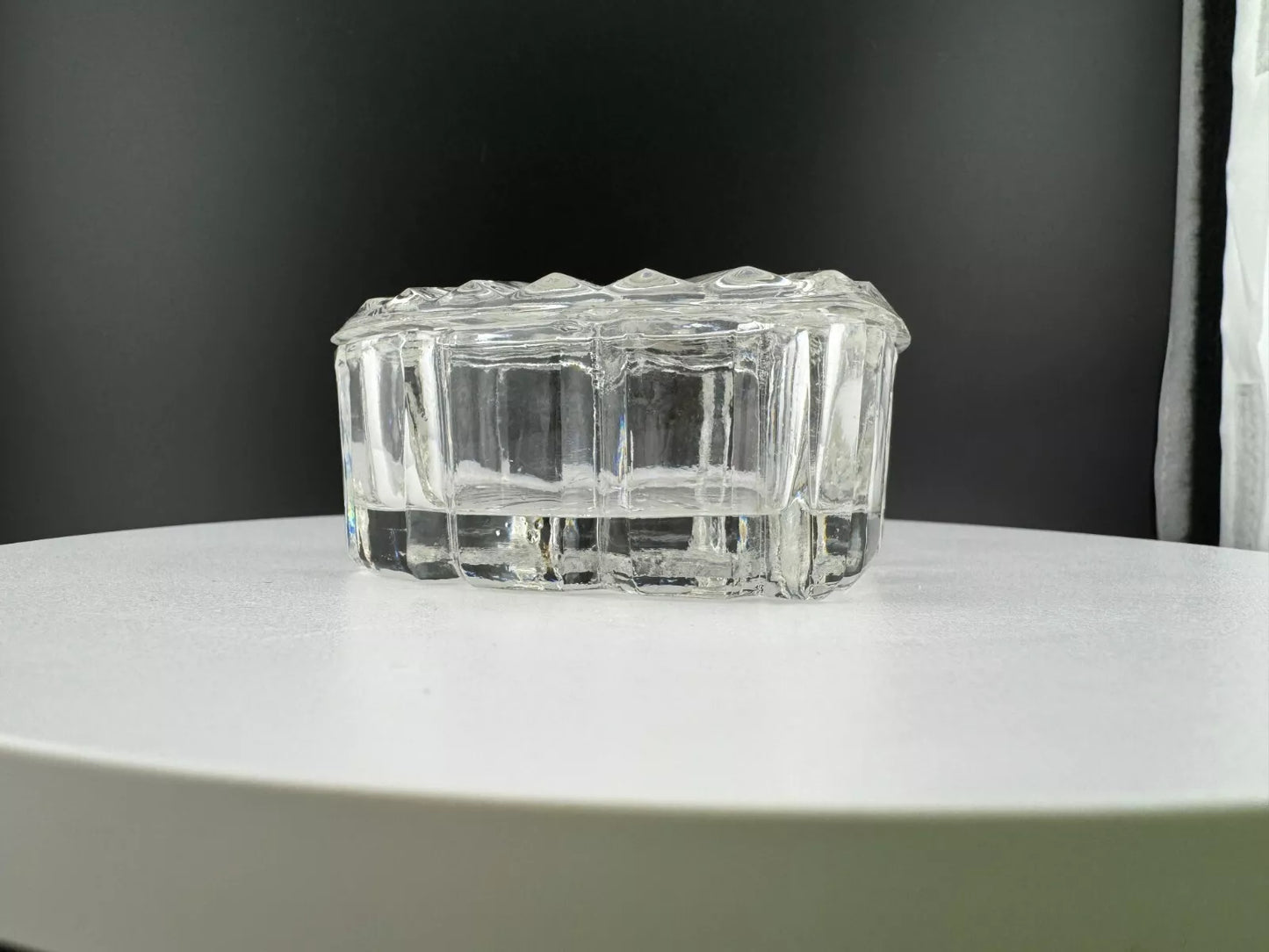 Zajecar Hand Cut Lead Crystal Made in Yugoslavia Heart Shape Trinket Box
