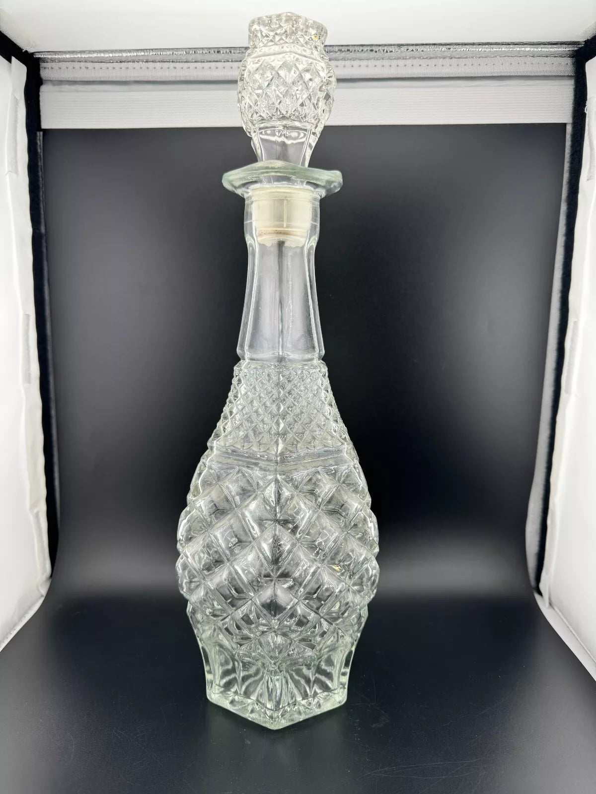 Vintage Clear Pressed Glass Decanter