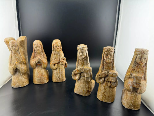 Vintage Hand Carved Soapstone Nativity Set Pieces