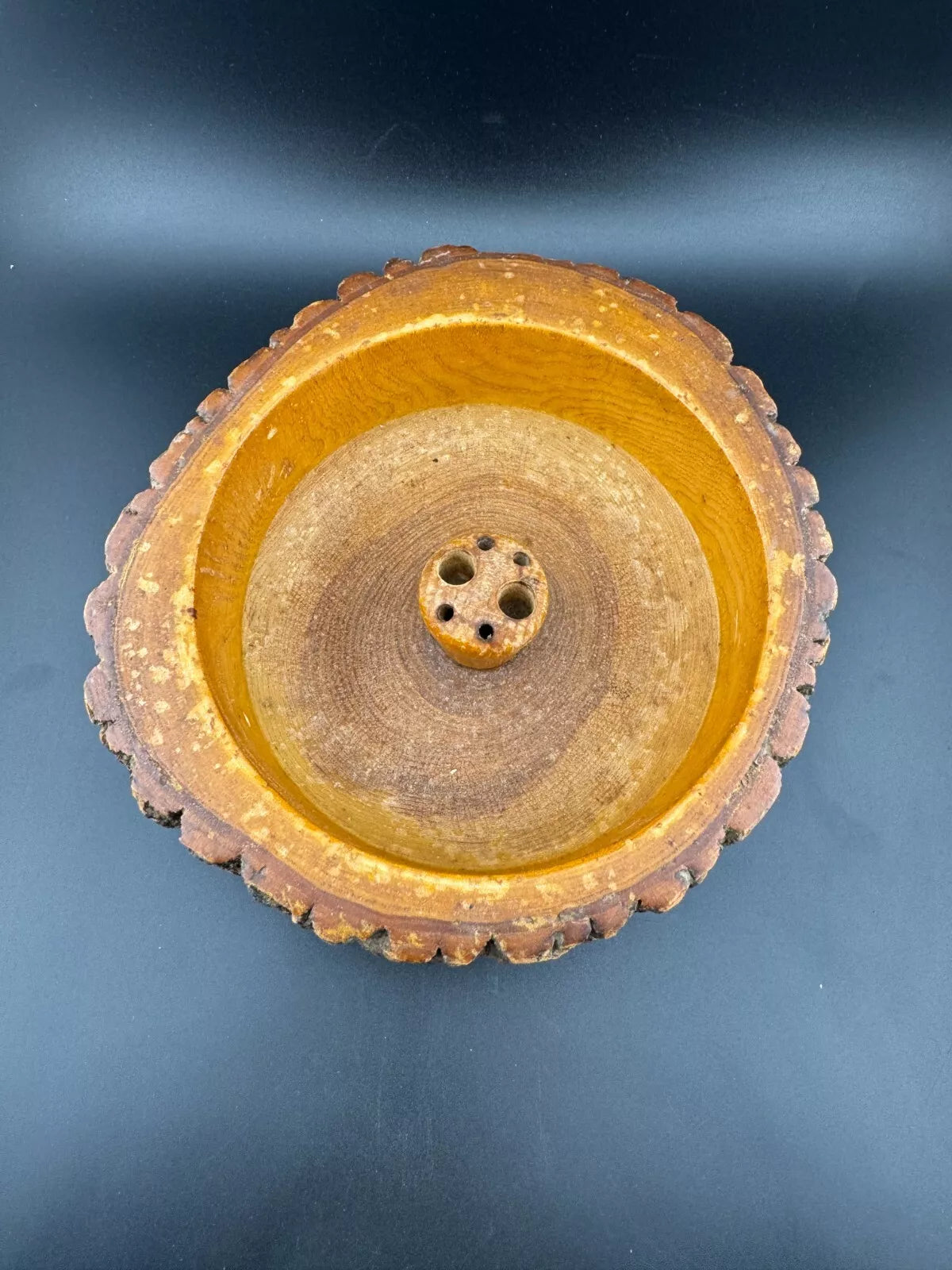 Vintage Wood Nut Bowl Dish Live Edge Tree Bark MCM
