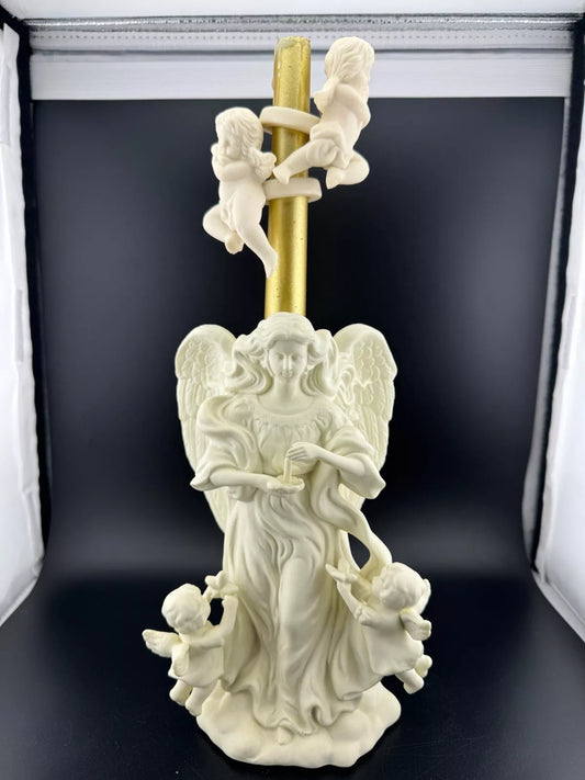 Partylite Angel of Light & Cherubs Porcelain Candle Holder P7713 & P0190