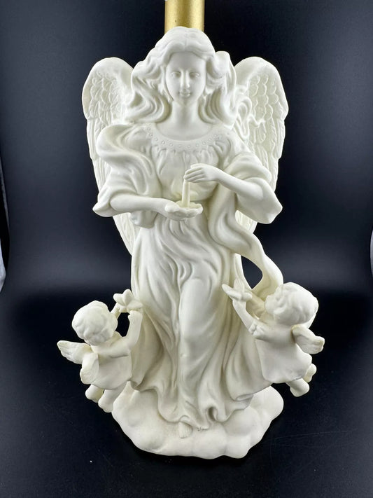 Partylite Angel of Light & Cherubs Porcelain Candle Holder P7713 & P0190